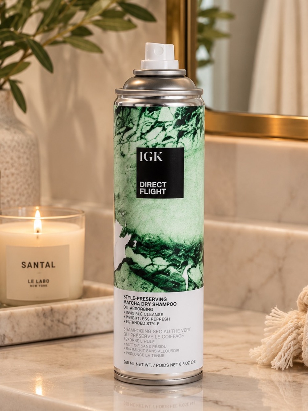 IGK Direct Flight Style-Preserving Matcha Dry Shampoo – Oil-Absorbing